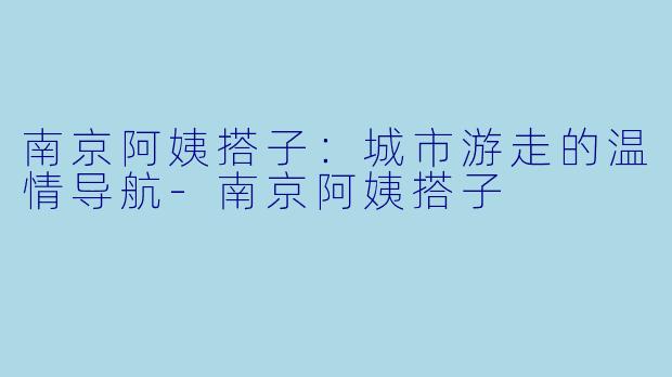 南京阿姨搭子：城市游走的温情导航-南京阿姨搭子