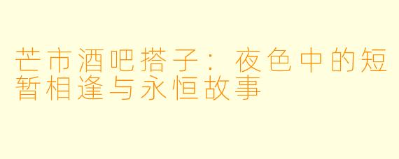 芒市酒吧搭子：夜色中的短暂相逢与永恒故事