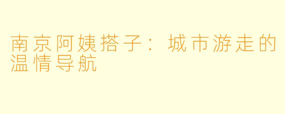 南京阿姨搭子：城市游走的温情导航
