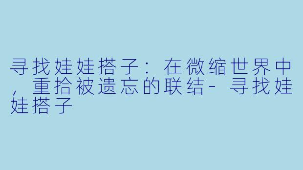 寻找娃娃搭子：在微缩世界中，重拾被遗忘的联结-寻找娃娃搭子