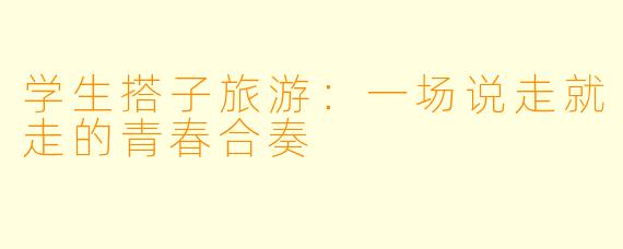 学生搭子旅游：一场说走就走的青春合奏