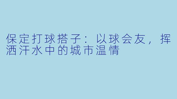 保定打球搭子：以球会友，挥洒汗水中的城市温情