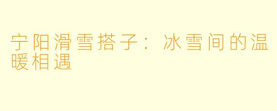 宁阳滑雪搭子：冰雪间的温暖相遇