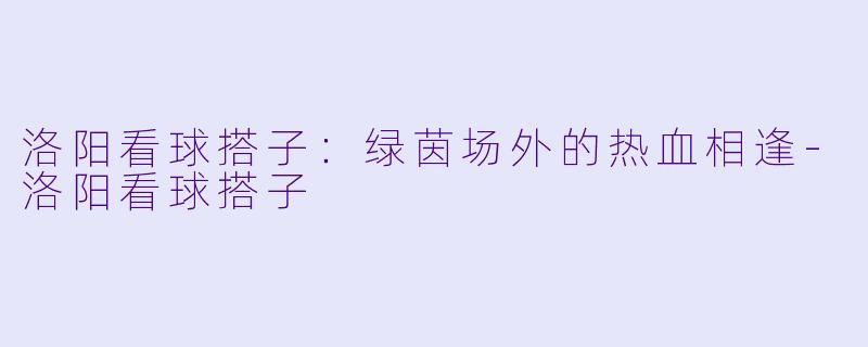 洛阳看球搭子:绿茵场外的热血相逢-洛阳看球搭子