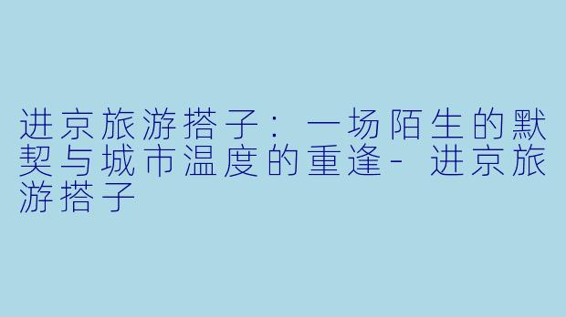 进京旅游搭子：一场陌生的默契与城市温度的重逢-进京旅游搭子