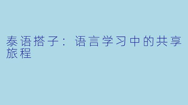 泰语搭子：语言学习中的共享旅程