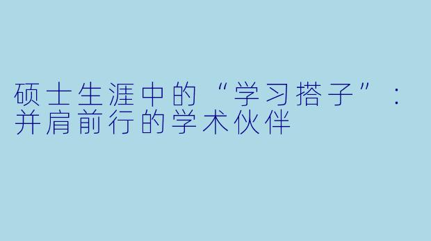 硕士生涯中的“学习搭子”：并肩前行的学术伙伴