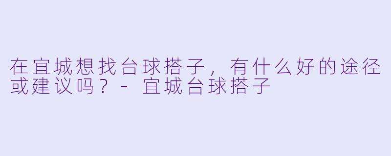 在宜城想找台球搭子，有什么好的途径或建议吗？-宜城台球搭子