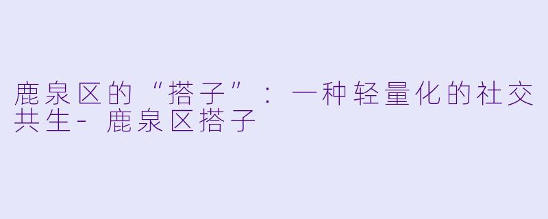 鹿泉区的“搭子”：一种轻量化的社交共生-鹿泉区搭子