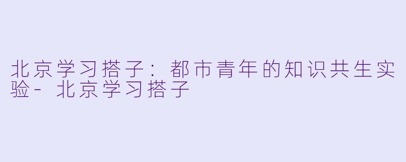 北京学习搭子:都市青年的知识共生实验-北京学习搭子