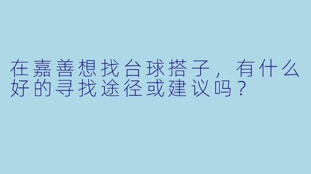在嘉善想找台球搭子，有什么好的寻找途径或建议吗？