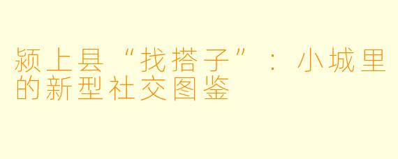 颍上县“找搭子”：小城里的新型社交图鉴