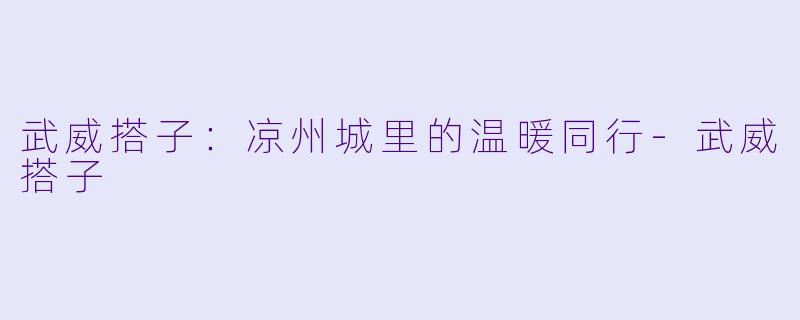 武威搭子：凉州城里的温暖同行-武威搭子