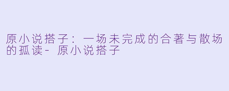 原小说搭子：一场未完成的合著与散场的孤读-原小说搭子