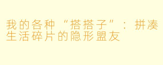 我的各种“搭搭子”：拼凑生活碎片的隐形盟友