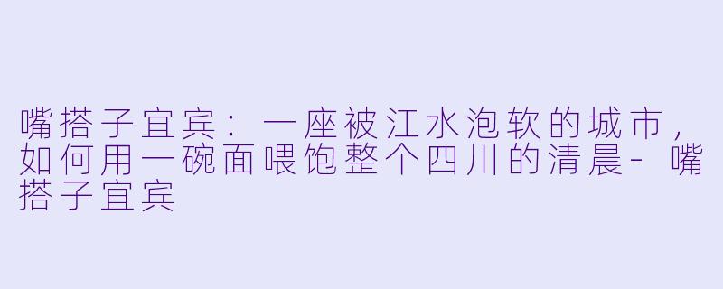嘴搭子宜宾：一座被江水泡软的城市，如何用一碗面喂饱整个四川的清晨-嘴搭子宜宾
