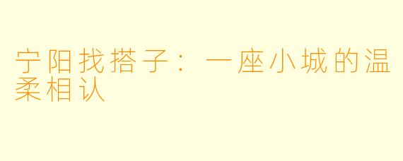 宁阳找搭子：一座小城的温柔相认