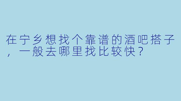 在宁乡想找个靠谱的酒吧搭子，一般去哪里找比较快？