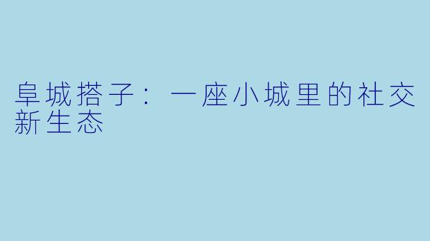 阜城搭子:一座小城里的社交新生态