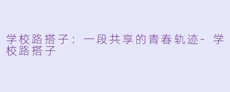 学校路搭子:一段共享的青春轨迹-学校路搭子