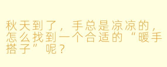 秋天到了，手总是凉凉的，怎么找到一个合适的“暖手搭子”呢？