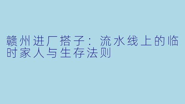 赣州进厂搭子:流水线上的临时家人与生存法则