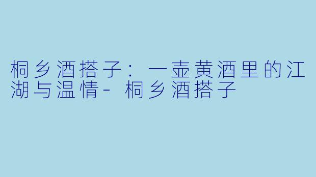桐乡酒搭子:一壶黄酒里的江湖与温情-桐乡酒搭子