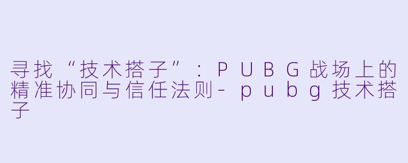 寻找“技术搭子”：PUBG战场上的精准协同与信任法则-pubg技术搭子
