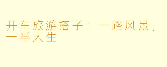 开车旅游搭子:一路风景,一半人生