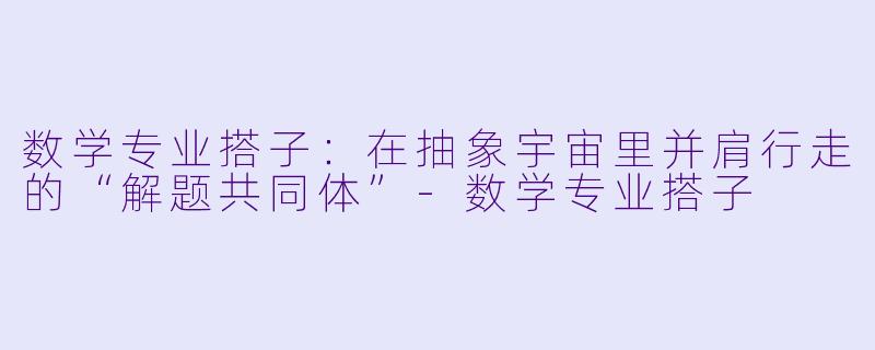 数学专业搭子:在抽象宇宙里并肩行走的“解题共同体”-数学专业搭子