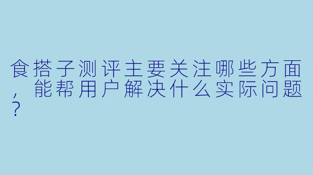 食搭子测评主要关注哪些方面，能帮用户解决什么实际问题？