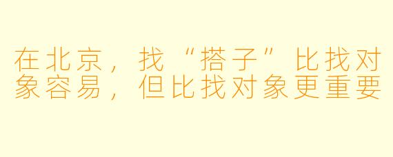 在北京，找“搭子”比找对象容易，但比找对象更重要