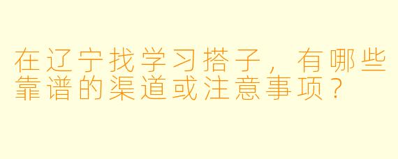 在辽宁找学习搭子，有哪些靠谱的渠道或注意事项？