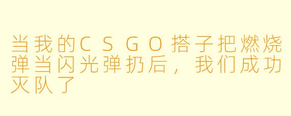 当我的CSGO搭子把燃烧弹当闪光弹扔后，我们成功灭队了