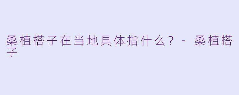 桑植搭子在当地具体指什么？
