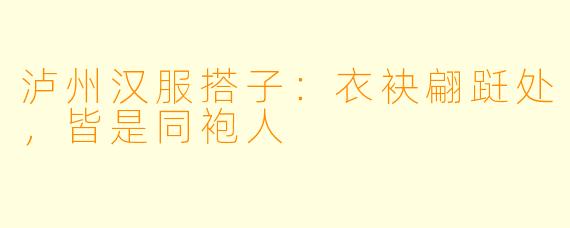 泸州汉服搭子:衣袂翩跹处,皆是同袍人