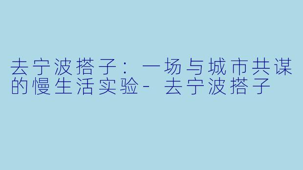 去宁波搭子:一场与城市共谋的慢生活实验-去宁波搭子