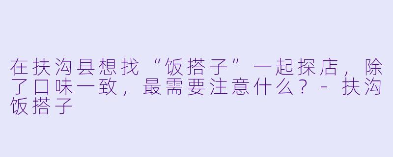 在扶沟县想找“饭搭子”一起探店，除了口味一致，最需要注意什么？-扶沟饭搭子