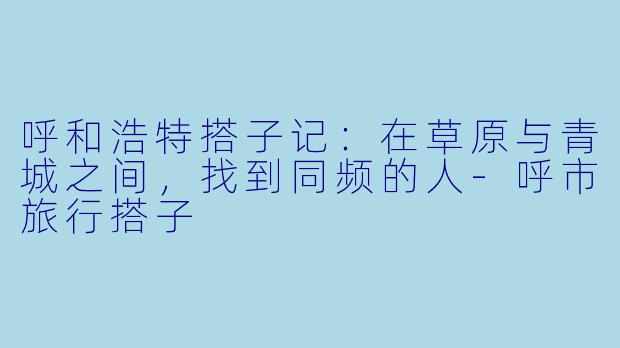 呼和浩特搭子记：在草原与青城之间，找到同频的人-呼市旅行搭子
