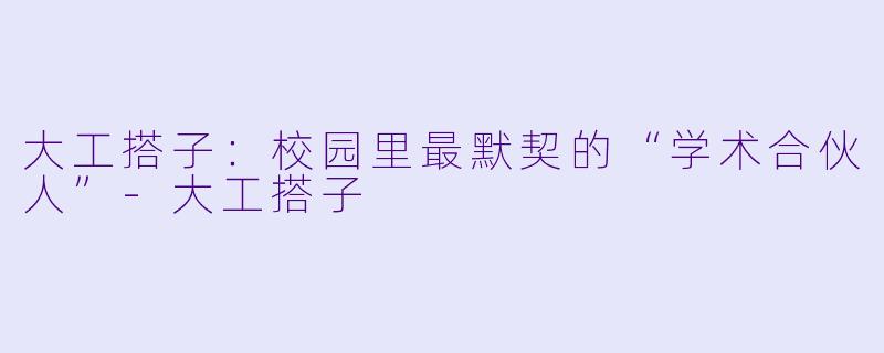 大工搭子:校园里最默契的“学术合伙人”-大工搭子
