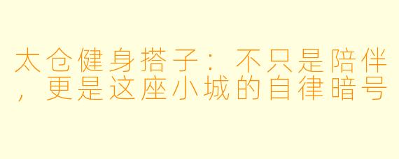 太仓健身搭子：不只是陪伴，更是这座小城的自律暗号