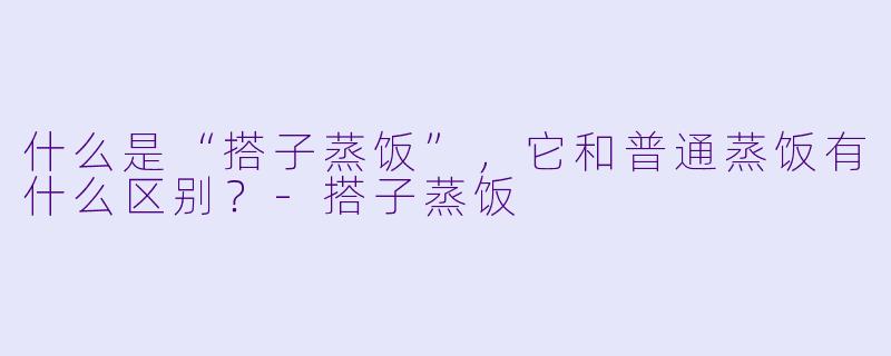 什么是“搭子蒸饭”,它和普通蒸饭有什么区别?-搭子蒸饭