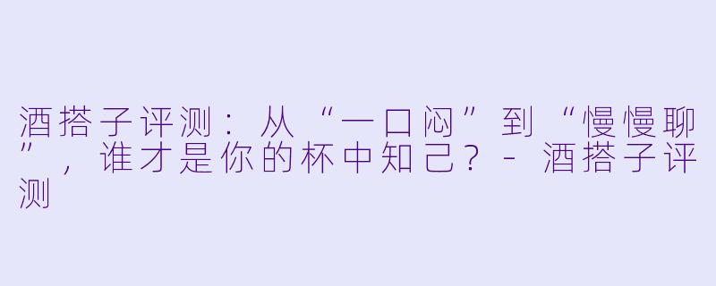 酒搭子评测：从“一口闷”到“慢慢聊”，谁才是你的杯中知己？-酒搭子评测