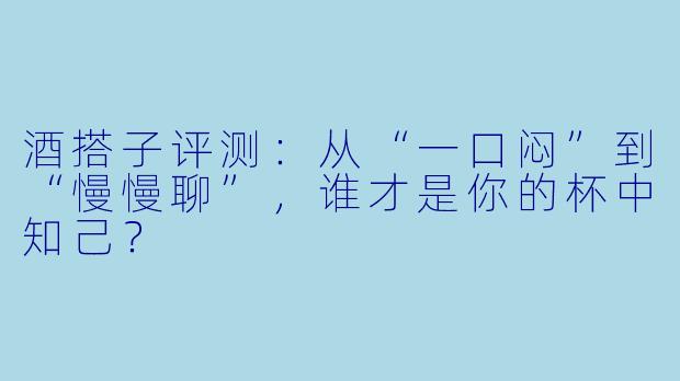 酒搭子评测：从“一口闷”到“慢慢聊”，谁才是你的杯中知己？