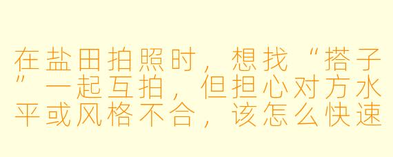 在盐田拍照时，想找“搭子”一起互拍，但担心对方水平或风格不合，该怎么快速确认彼此合拍？