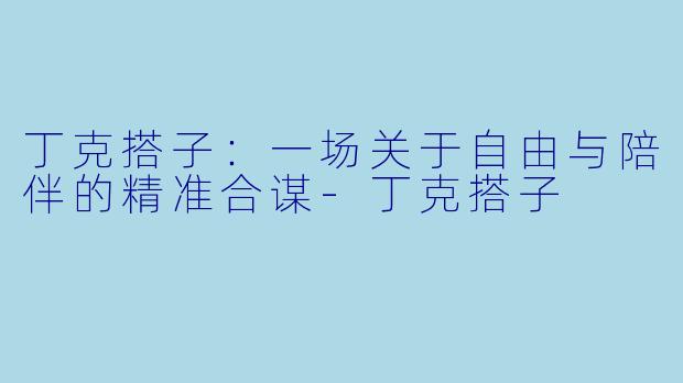 丁克搭子：一场关于自由与陪伴的精准合谋