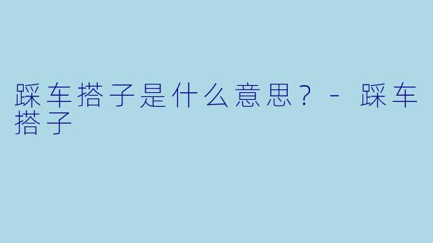 踩车搭子是什么意思？-踩车搭子