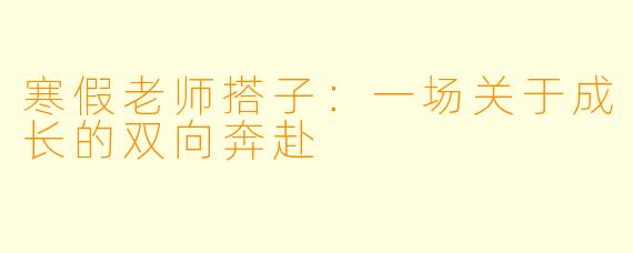 寒假老师搭子:一场关于成长的双向奔赴