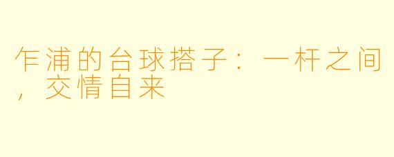 乍浦的台球搭子:一杆之间,交情自来