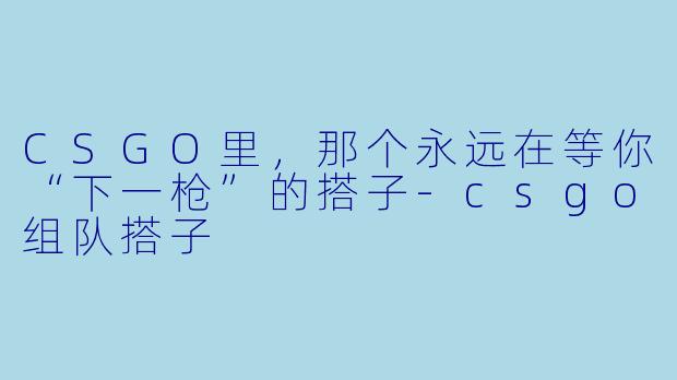 CSGO里,那个永远在等你“下一枪”的搭子-csgo组队搭子
